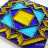 Geometrie-modrožlutá-2 - cca 20x20 cm